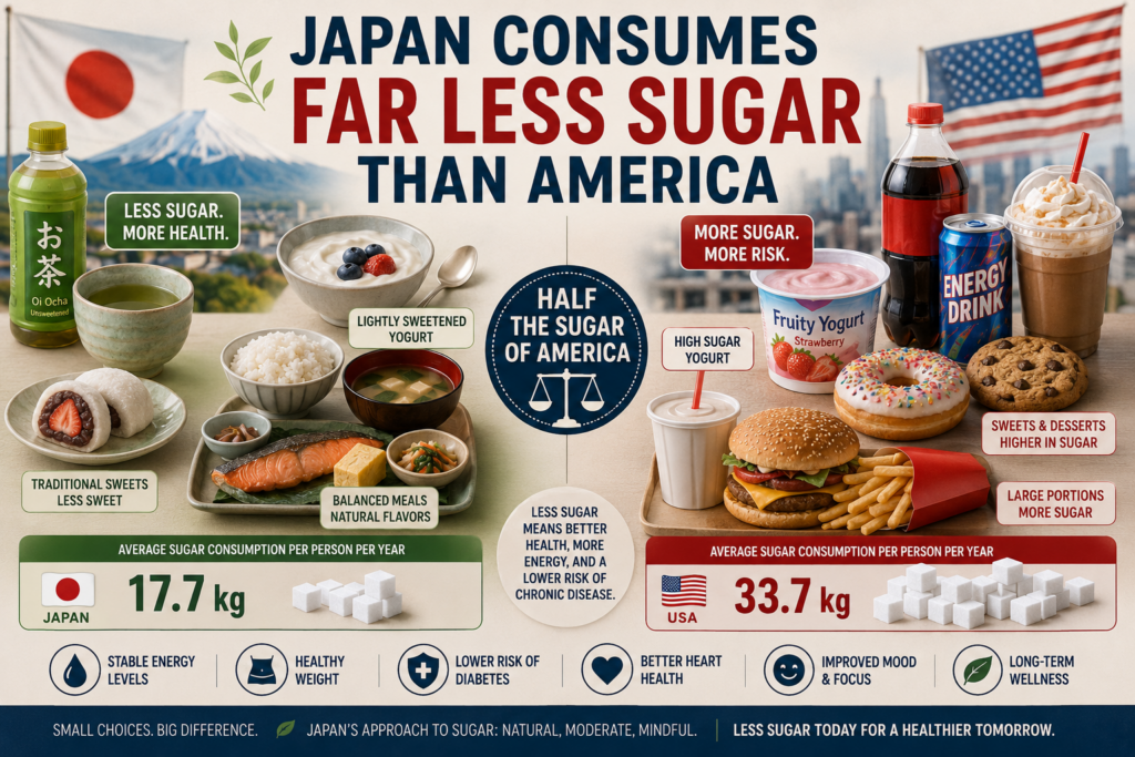 Japan Consumes Far Less Sugar Than America